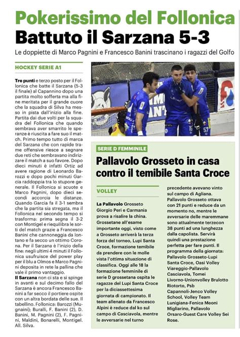 La Nazione Grosseto 3 Marzo 2024 Hockey Sarzana