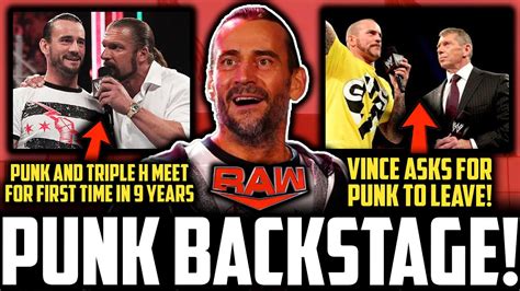 Wwe Cm Punk Backstage At Raw Cm Punk Meets Triple H Vince Mcmahon