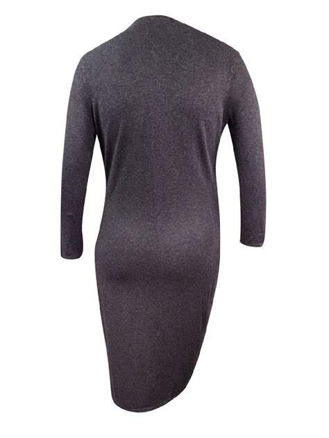 Calvin Klein Womens Buckle Faux Wrap Sweater Dress Ebay