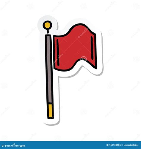 A Creative Sticker Of A Cute Cartoon Red Flag Stock Vector