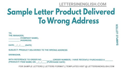 Sample Letter Product Delivered To Wrong Address Letter Regarding