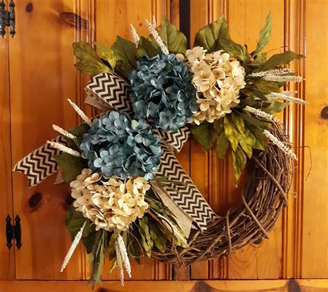 All Season Front Door Wreath Hydrangea Wreath Everyday Wreath Year