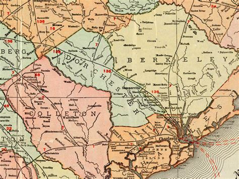 Vintage Map Of South Carolina Old South Carolina Map South Etsy
