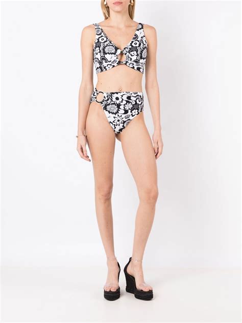 Amir Slama Floral Print Bikini Set Black FARFETCH