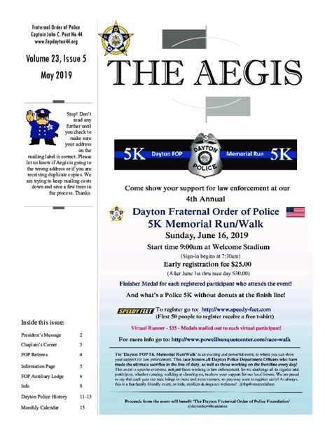 Fillable Online Fraternal Order Of Police John C Post Lodge No