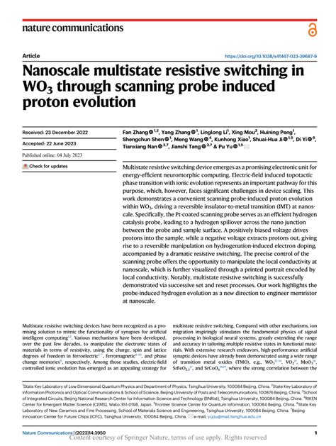 PDF Nanoscale Multistate Resistive Switching In WO3 Through Scanning