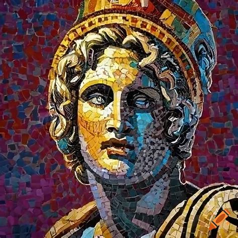 Detailed Photorealistic Mosaic Art Of Alexander The Great In