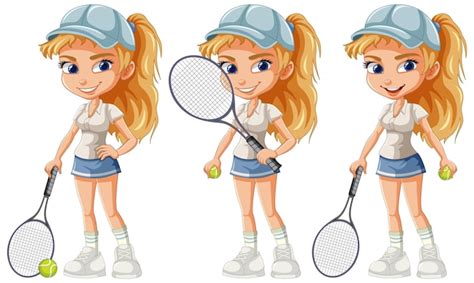 Premium Vector Beautiful Female Tennis Player Cartoon Character