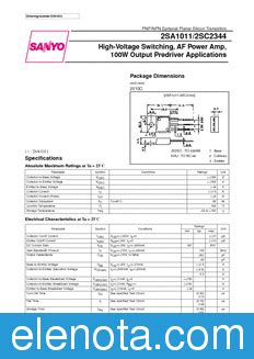 2SA1011 Datasheet PDF 88 KB Sanyo Pobierz Z Elenota Pl