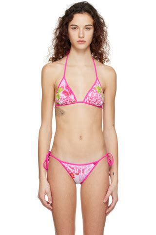 Pink Reversible Bikini Top By Versace Underwear On Sale