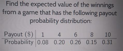 Find The Expected Value Of The Winnings From A Game That Has The