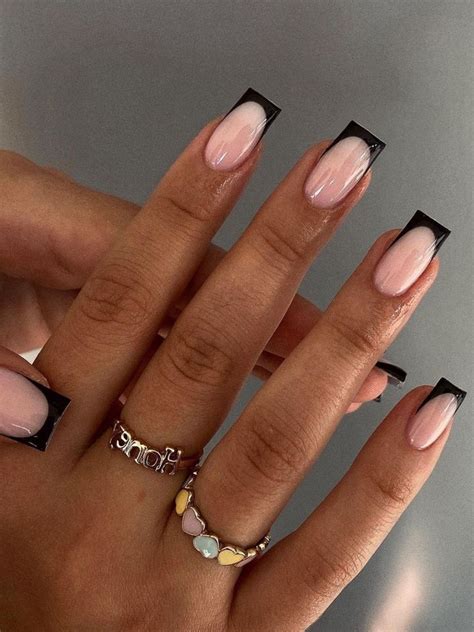 Black French Tip Nails 65 Designs To Wear All Season Gel Nails