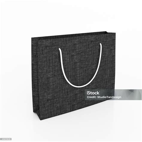 Bolsa De Papel Negro Sobre Fondo Blanco Ilustración 3d Foto De Stock Y