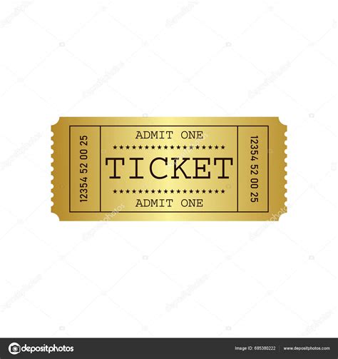 Vector Golden Ticket Template Admit One Vector Illustration Stock