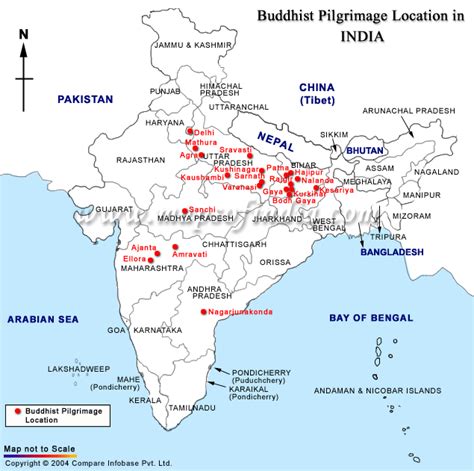 Map Of Buddhist Pilgrimage Locations Of India India Map Pilgrimage