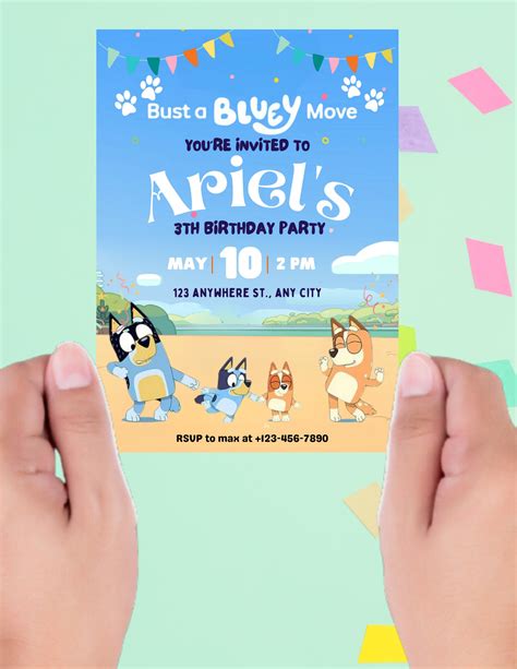 Bluey Birthday Invitation Template Printable Birthday Invitation Editable Invitation Digital