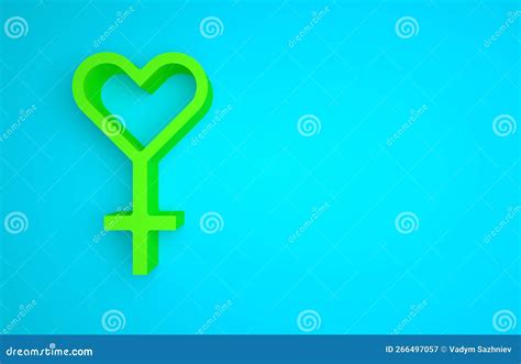 Green Female Gender Symbol Icon Isolated On Blue Background Venus Symbol Stock Illustration