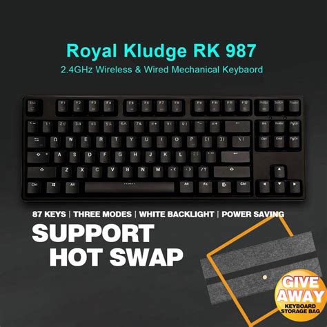 RK987 Hot Swap Mechanical Game Keyboard Bluetooth Wireless 2 4G