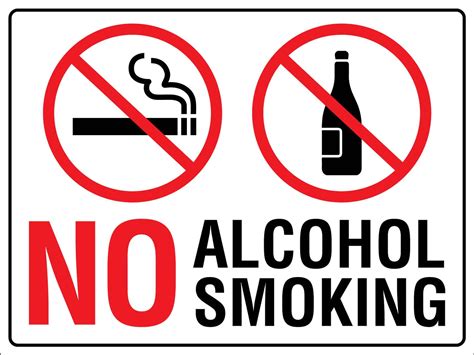 No Alcohol No Smoking Sign New Signs