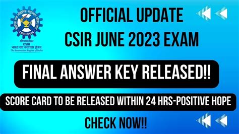 Official Update Csir Hrdg Released Final Answer Key For Csir June