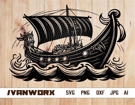 Viking Boat Svg Viking Ship Clipart Dragon Boat Cut File Ancient Nordic ...