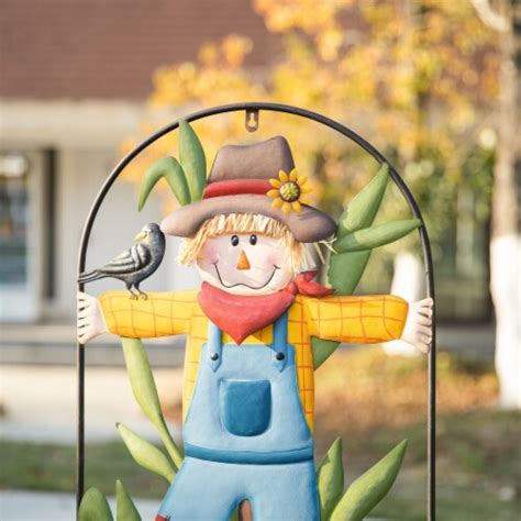 Glitzhome Inch Tall Fall Metal Arch Scarecrow Yard Stake Set Of