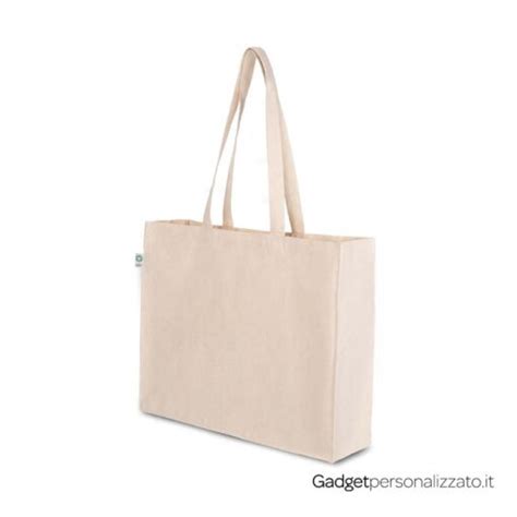 Borsa Shopping In Cotone Canvas Pesante Organico Con Manici Lunghi