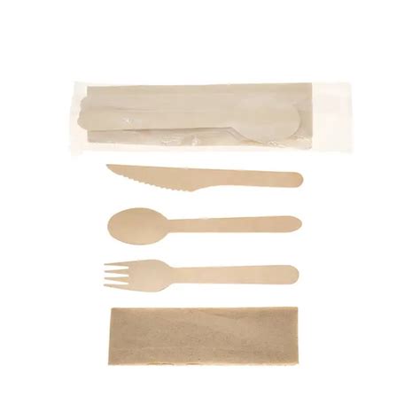 Eco Friendly Disposable Wooden Cutlery Kit With Opp Wrapped