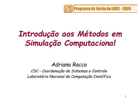 PPT Introdução aos Métodos em Simulação Computacional PowerPoint