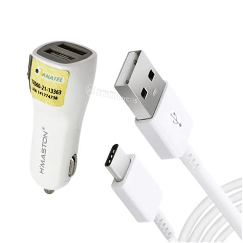 Carregador Veicular Entradas Usb A Cabo Usb C Branco Cb