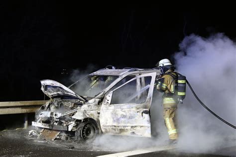 PKW Brand Auf Der A3 Bei Aschaffenburg