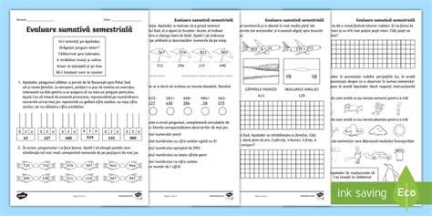 Teste matematică clasa a II a Fișă de evaluare Twinkl