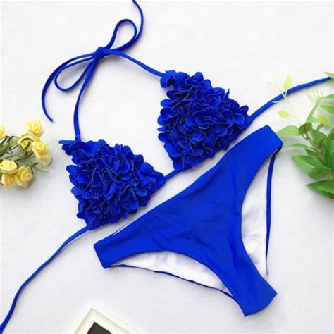 Bikini brésilien à fleurs 3D GNIM Maillot de bain femme Bandage