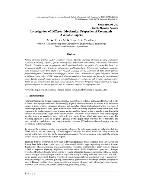 PDF Investigation Of Different Mechanical Properties Of Commonly