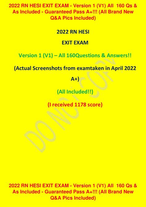 Rn Hesi Exit Exam Version V All Questions Answers