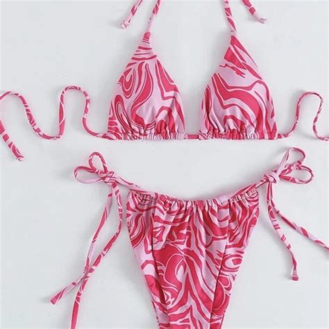 NWT Hot Pink Bikini With Sarong Coverup Free Shipping Depop
