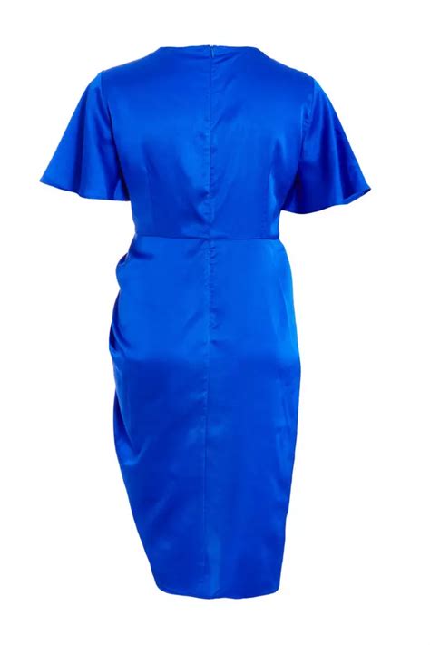 Curve Royal Blue Satin Midi Dress - QUIZ Clothing