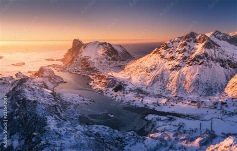 Snowy Mountains Sunset