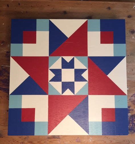 Hand Painted Rustic Barn Quilt 2 X2 Folding Star Quilt Block Red White And Blue Indoor