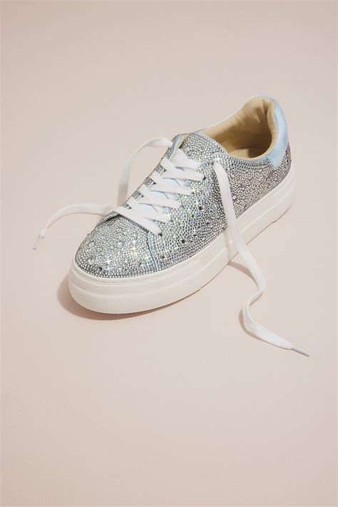 Sparkly Crystal Platform Sneakers Davids Bridal