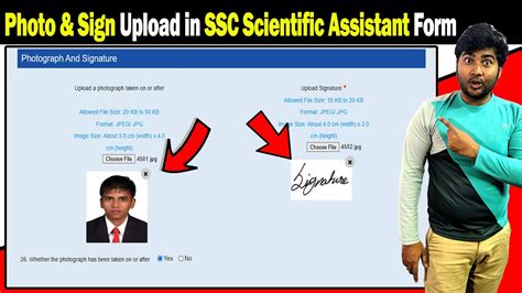 Photo Upload In SSC Scientific Assistant Online Form Sign Upload In