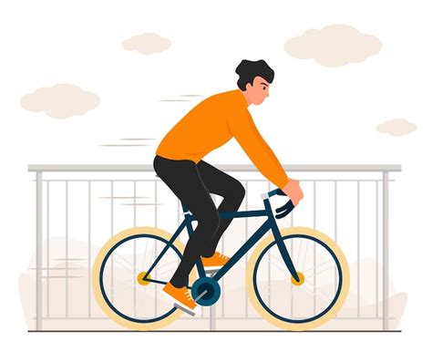 Premium Vector Flat Vector Man Riding A Bicycle