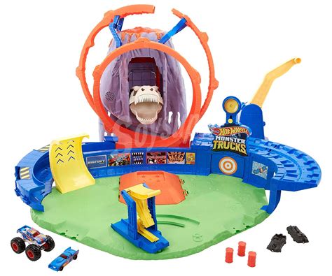 Hot Wheels Pista de coches Monster Trucks Volcán Arena con 1 vehículo incluido Wheels