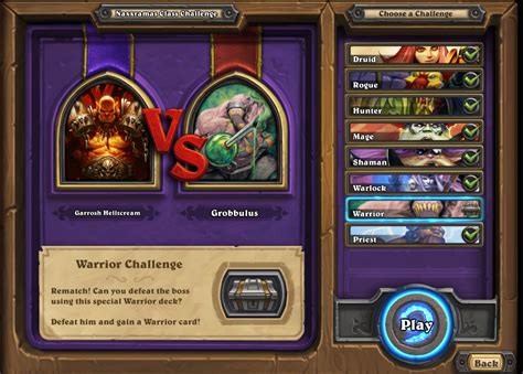 Curse Of Naxxramas Class Challenges Hearthstone Wiki