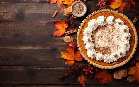 Premium Photo Pumpkin Pie With Whipped Cream Generative Ai