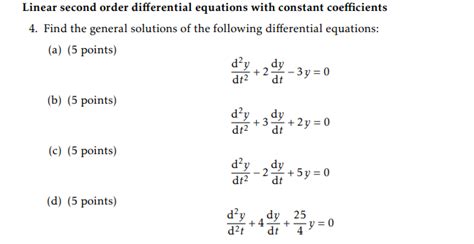 Solved Linear Second Order Differential Equations With Chegg