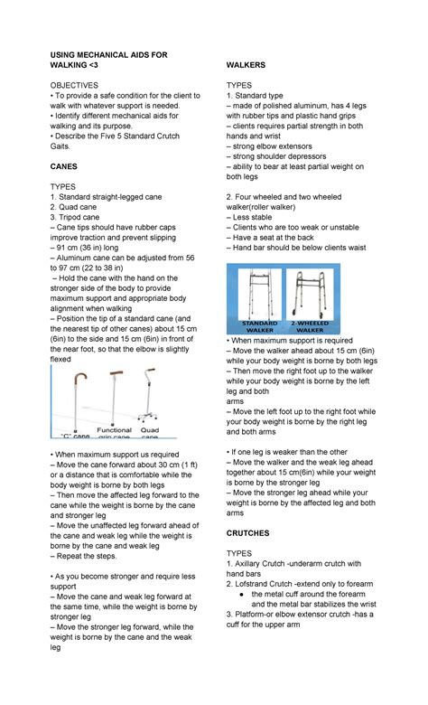 Using Mechanical Aids For Walking Using Mechanical Aids For Walking