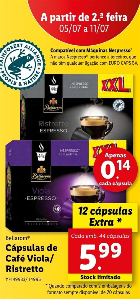 Promo O Bellarom C Psulas De Caf Viola Ristretto C Psulas Em Lidl