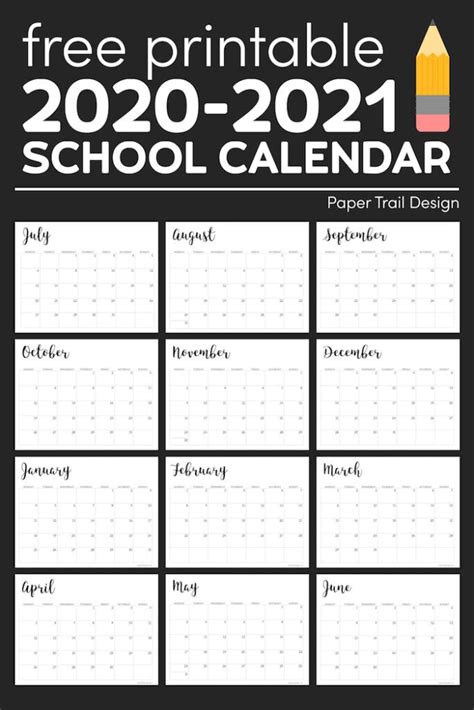 2020 2021 Printable School Calendar Artofit