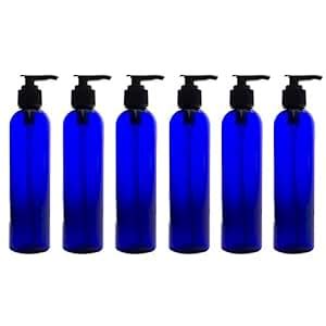 Amazon 8 Oz Cobalt Blue Slim Plastic PET Refillable Bottles With